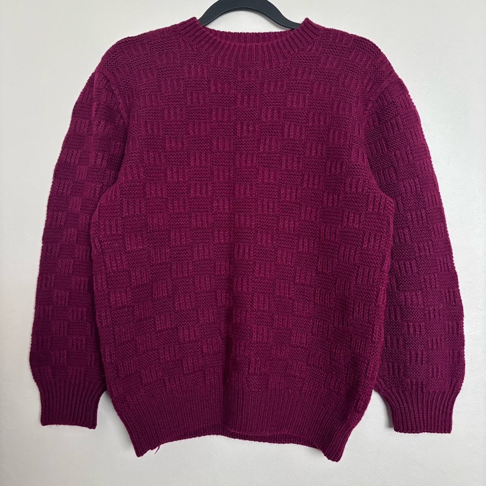 Burgundy Fisherman Sweater Chunky Knit Nordic Aran